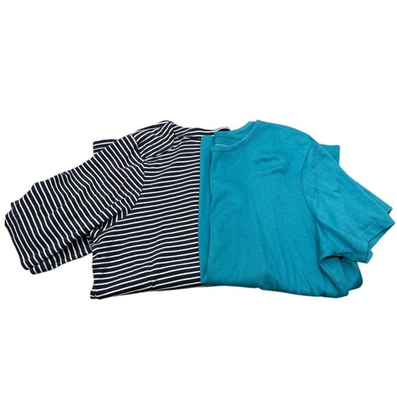 LL Bean Womens Supima Cotton T Shirts Sz L Reg Bundle Striped Blue Short Sleeve - Picture 1 of 10